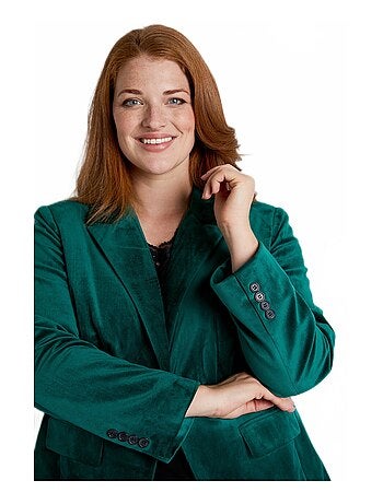 Veste blazer droite velours uni col tailleur