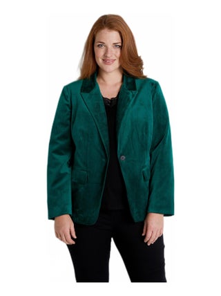 Veste blazer droite velours uni col tailleur