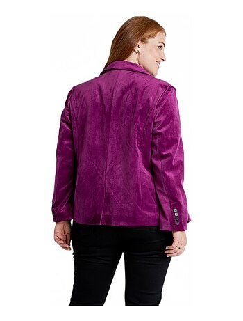 Veste blazer droite velours uni col tailleur