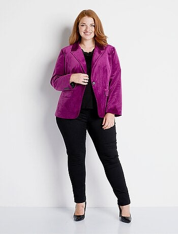 Veste blazer droite velours uni col tailleur