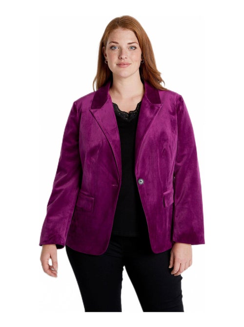 Veste blazer droite velours uni col tailleur - Kiabi