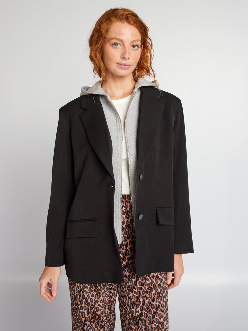 Veste blazer effet sweat intégré noir - Kiabi