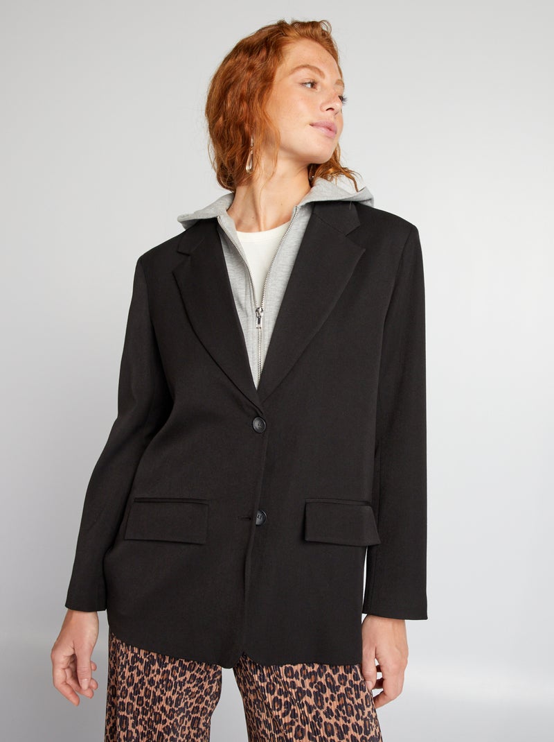 Veste blazer effet sweat intégré noir - Kiabi