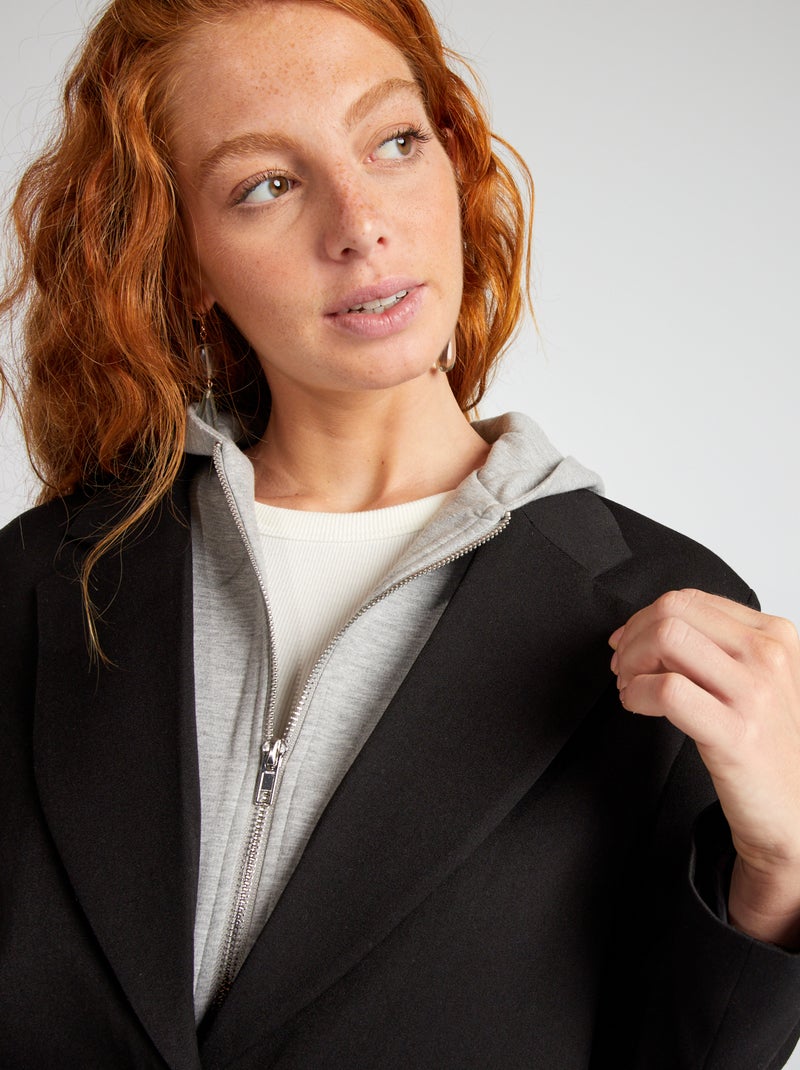 Veste blazer effet sweat intégré noir - Kiabi