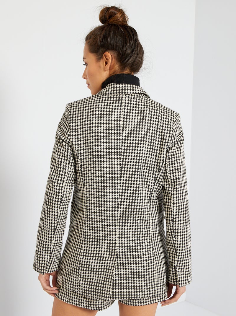 Veste blazer en pied-de-poule Noir - Kiabi