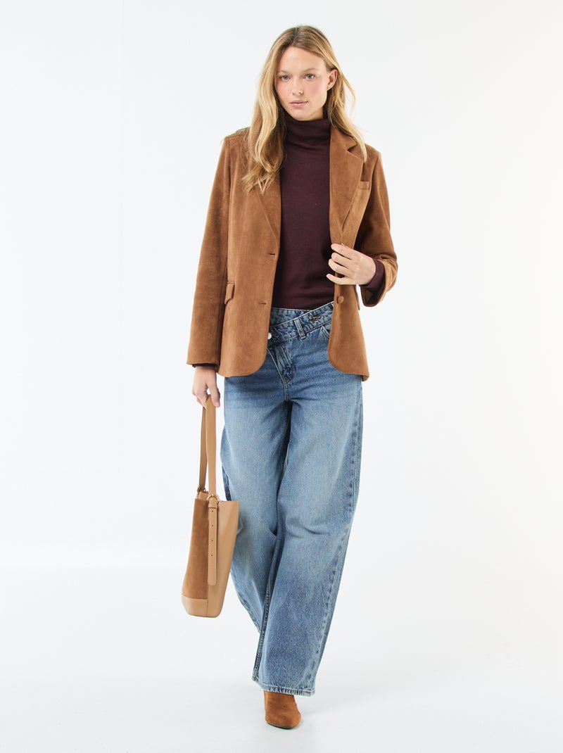 Veste blazer en suédine Marron - Kiabi
