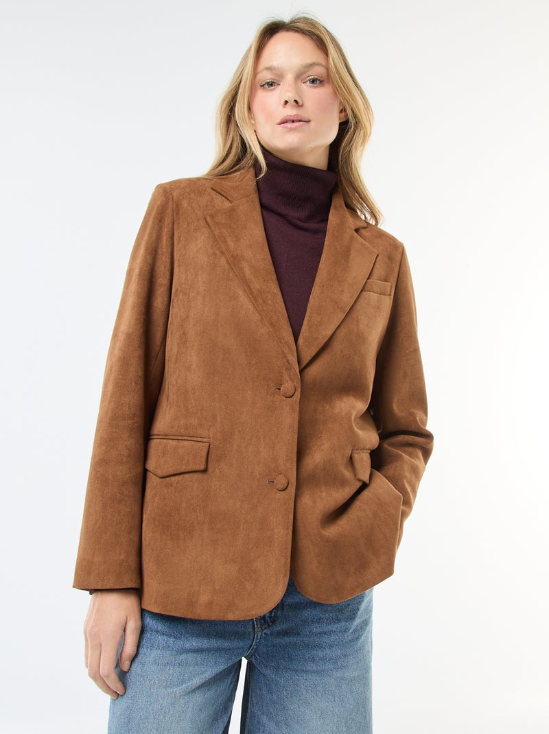 Veste blazer en suédine Marron - Kiabi