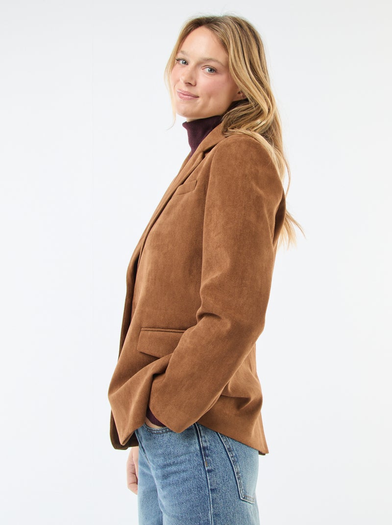 Veste blazer en suédine Marron - Kiabi