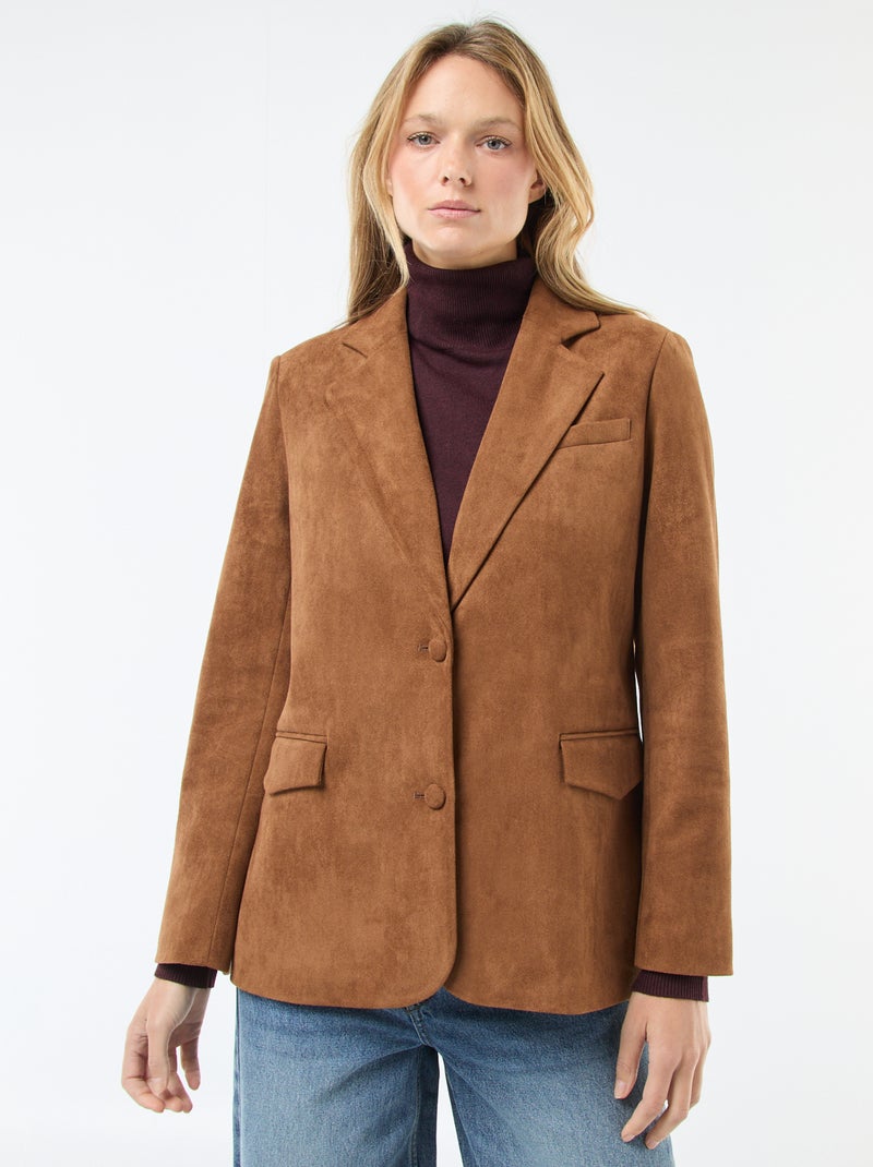 Veste blazer en suédine Marron - Kiabi