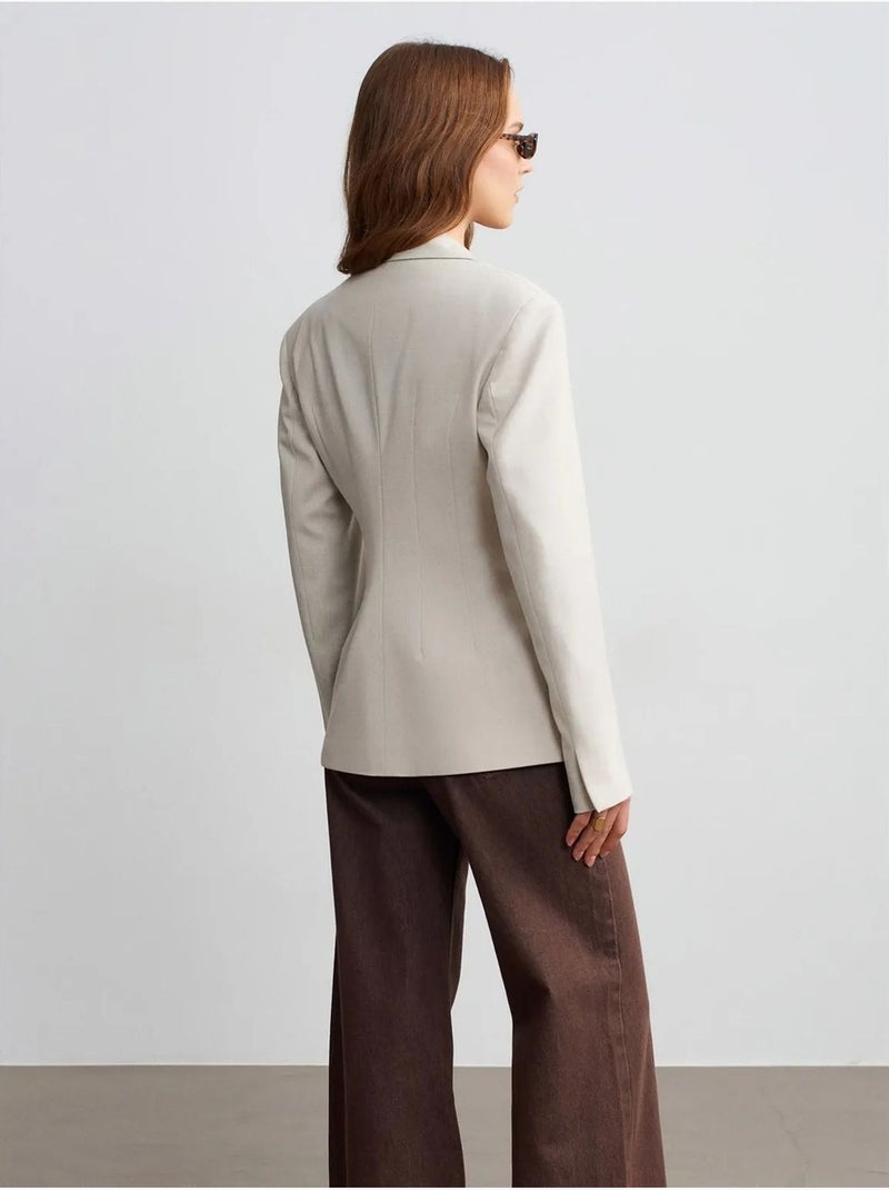 Veste blazer femme en crêpe dilvin Beige naturel - Kiabi