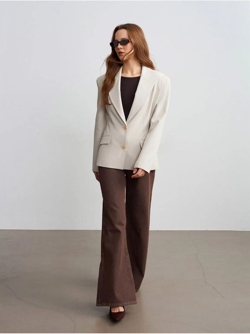 Veste blazer femme en crêpe dilvin Beige naturel - Kiabi