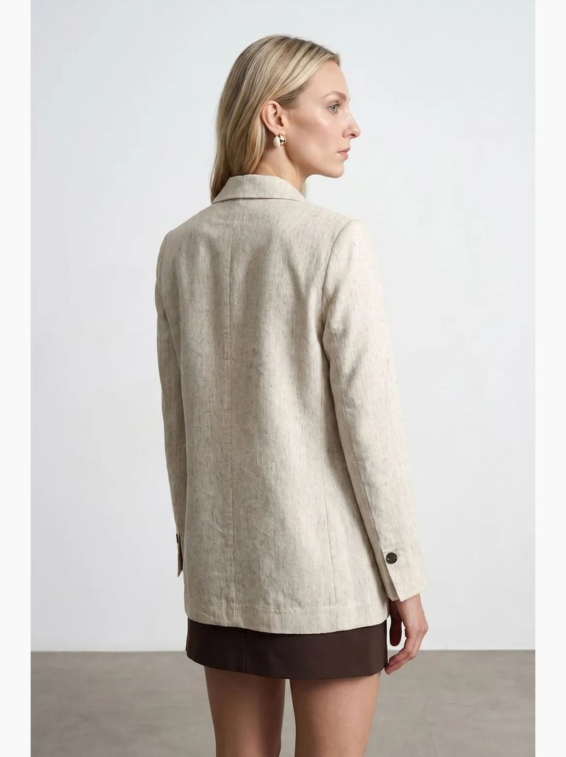 Veste blazer femme tissée à col châle dilvin Beige naturel - Kiabi