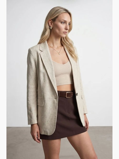 Veste blazer femme tissée à col châle dilvin - Kiabi Veste blazer femme tissée à col châle dilvin - Kiabi