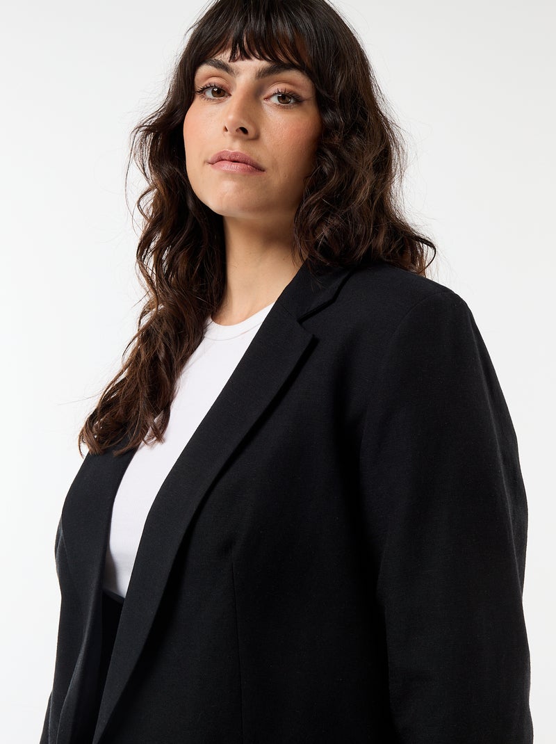 Veste blazer légère coupe longue Noir - Kiabi