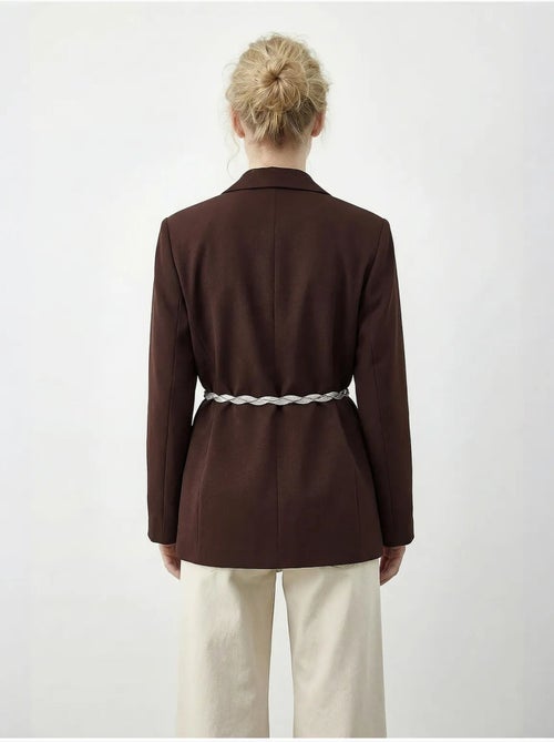 Veste blazer longue à col en v et ceinture lucci - Kiabi Veste blazer longue à col en v et ceinture lucci - Kiabi