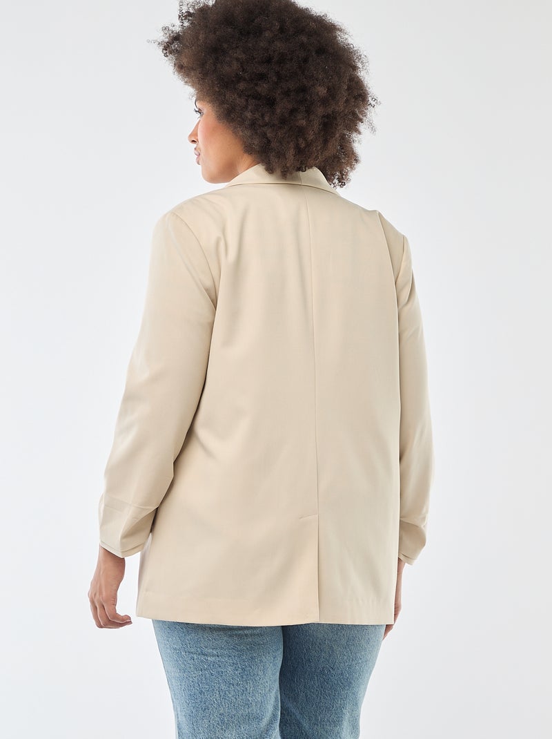 Veste blazer longue avec manches effet retroussé Beige - Kiabi