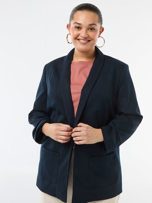 Veste blazer longue avec manches effet retroussé - Kiabi Veste blazer longue avec manches effet retroussé - Kiabi