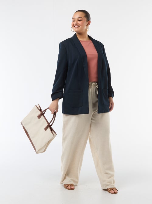 Veste blazer longue avec manches effet retroussé - Kiabi Veste blazer longue avec manches effet retroussé - Kiabi