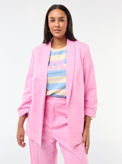 Veste blazer longue avec manches effet retroussé - Kiabi Veste blazer longue avec manches effet retroussé - Kiabi