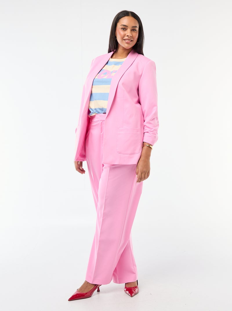 Veste blazer longue avec manches effet retroussé Rose - Kiabi