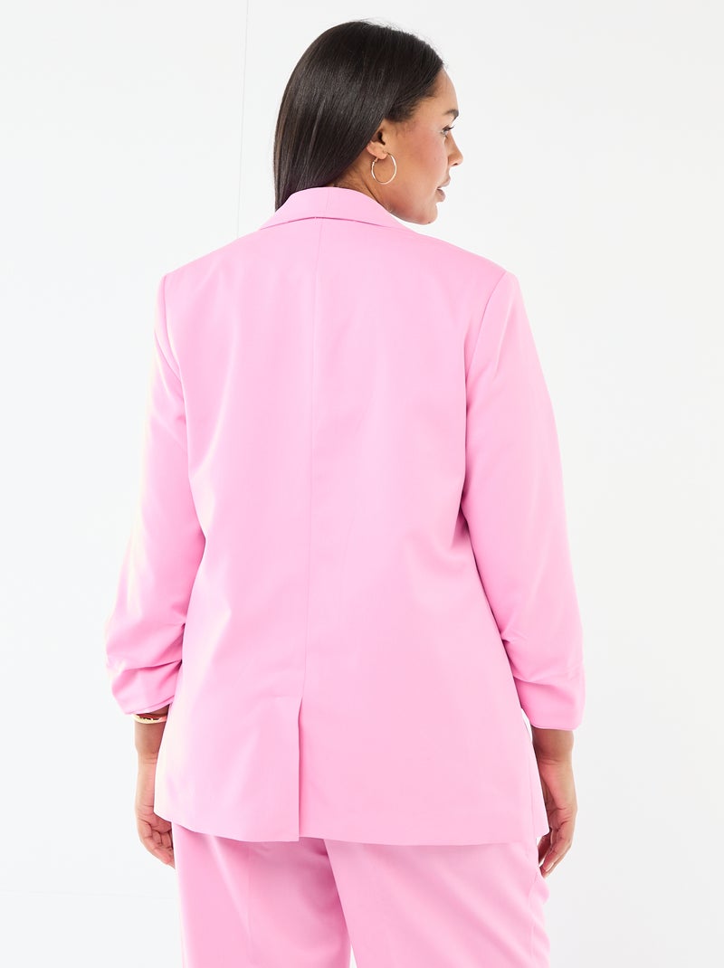 Veste blazer longue avec manches effet retroussé Rose - Kiabi