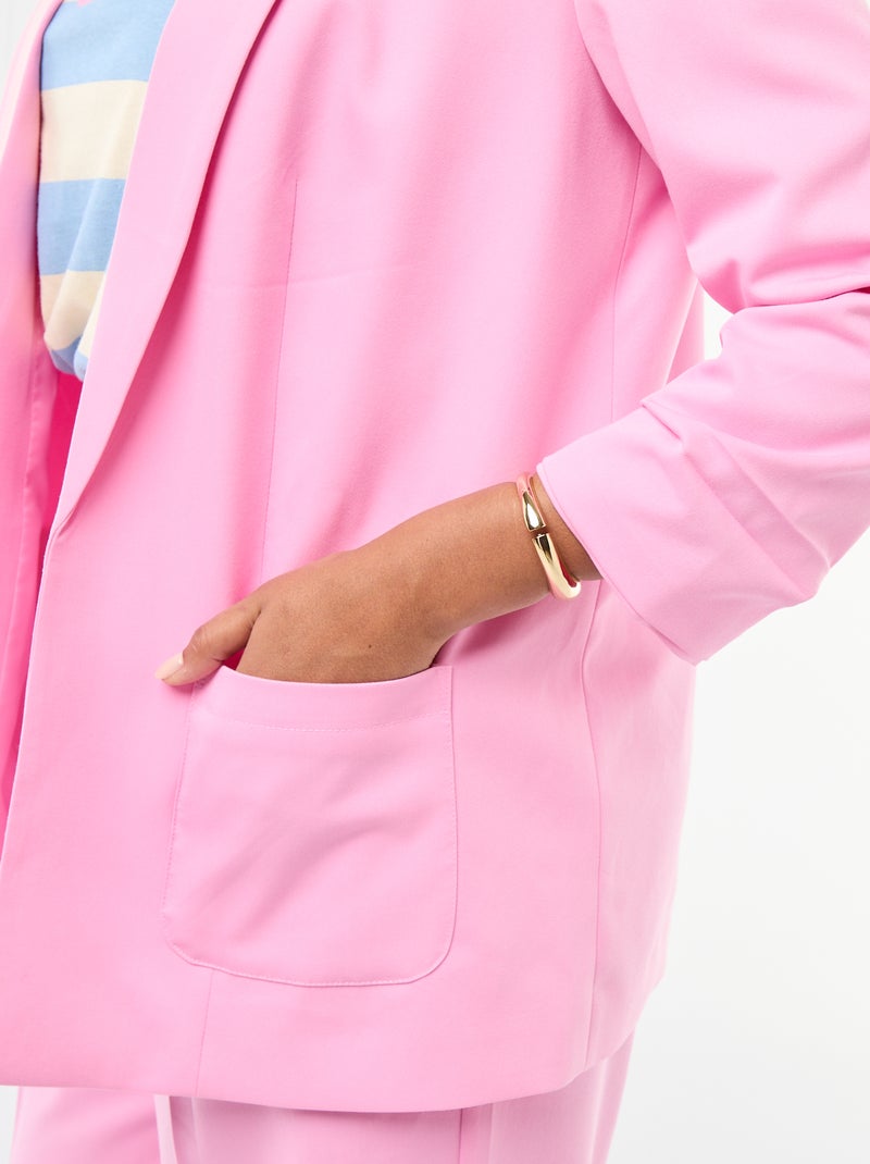 Veste blazer longue avec manches effet retroussé Rose - Kiabi