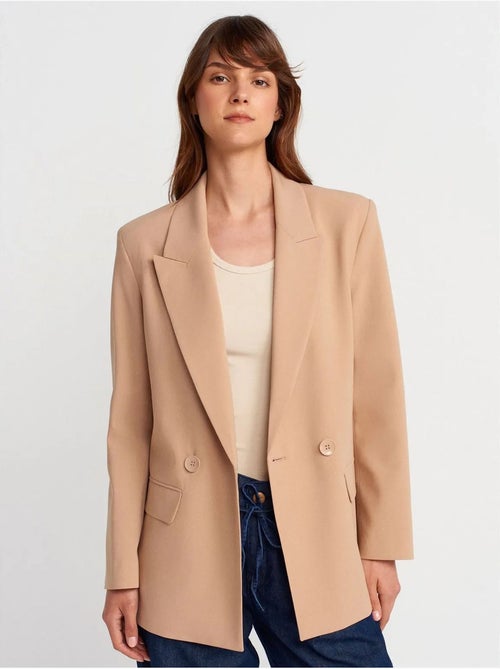 Veste blazer longue en crêpe dilvin - Kiabi Veste blazer longue en crêpe dilvin - Kiabi