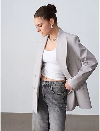 Veste blazer longue en crêpe dilvin