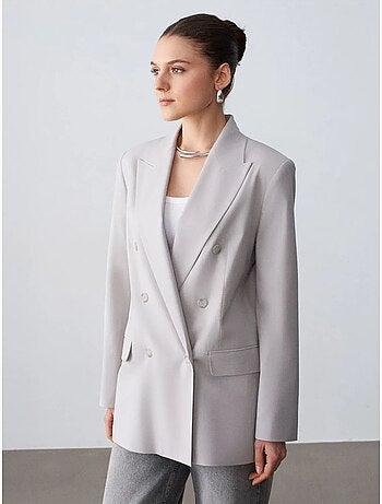Veste blazer longue en crêpe dilvin