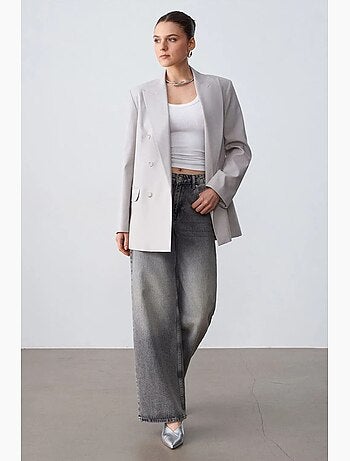 Veste blazer longue en crêpe dilvin