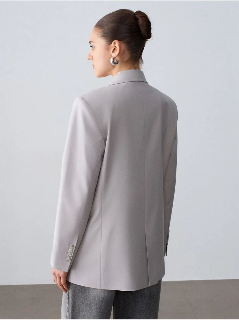 Veste blazer longue en crêpe dilvin Gris clair - Kiabi