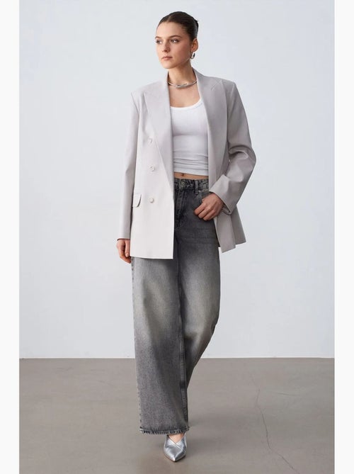 Veste blazer longue en crêpe dilvin - Kiabi