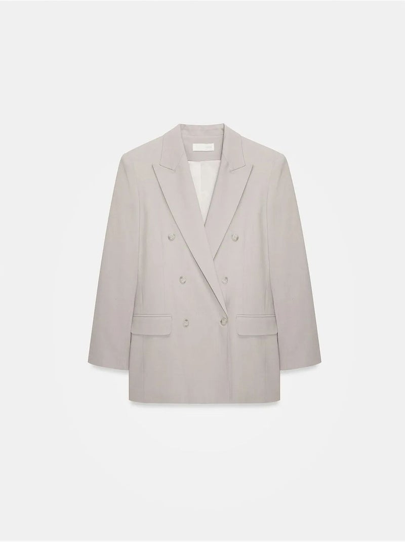Veste blazer longue en crêpe dilvin Gris clair - Kiabi