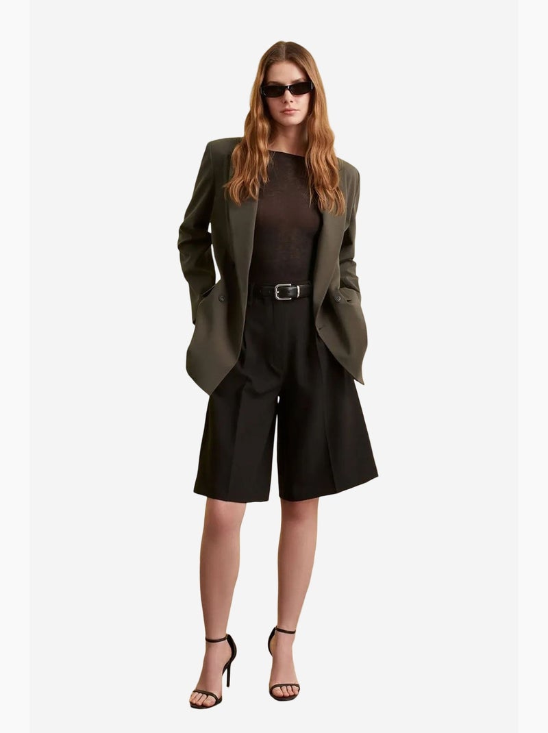 Veste blazer longue en crêpe dilvin Vert kaki - Kiabi