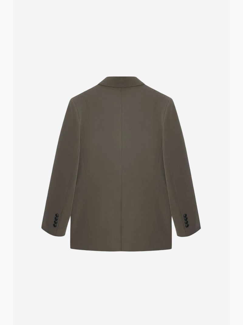 Veste blazer longue en crêpe dilvin Vert kaki - Kiabi