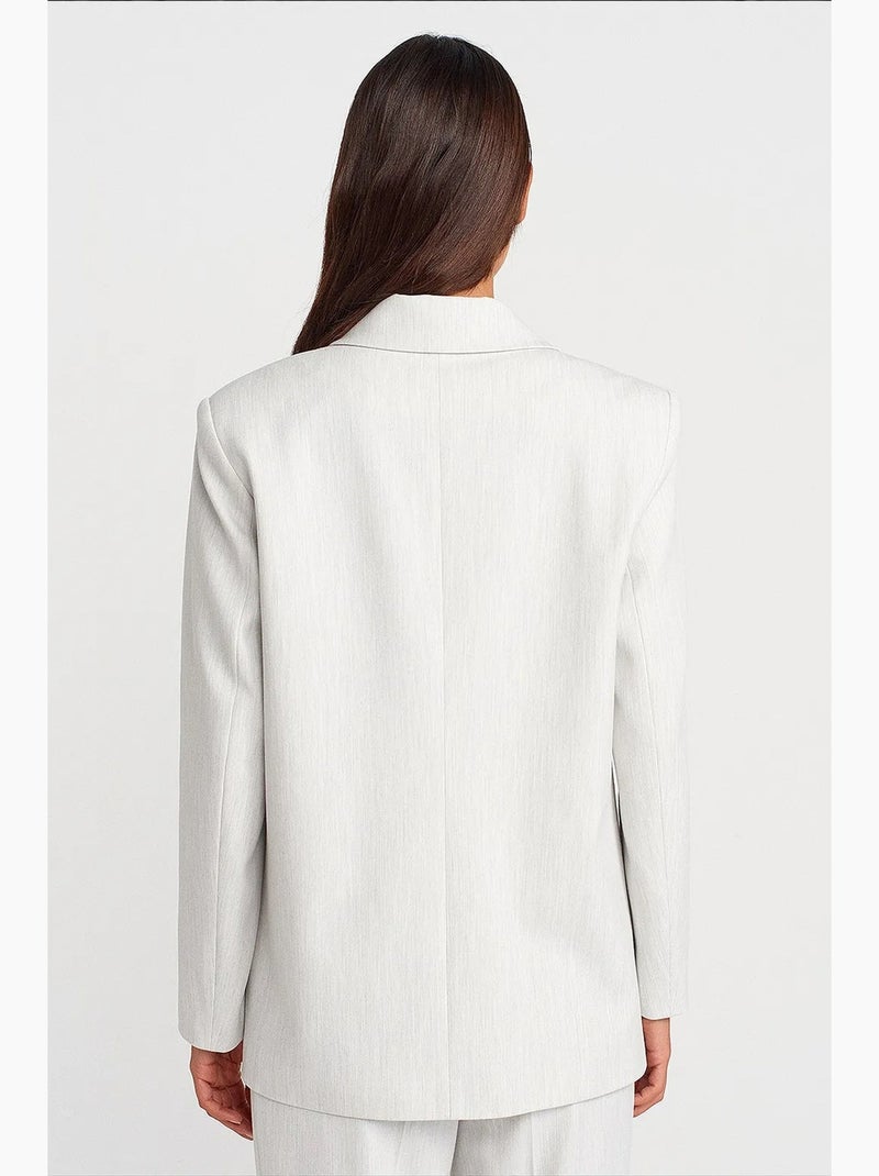 Veste blazer longue oversize en crêpe dilvin Blanc cassé - Kiabi