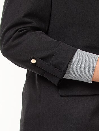 Veste blazer longue uni avec revers aux poignets