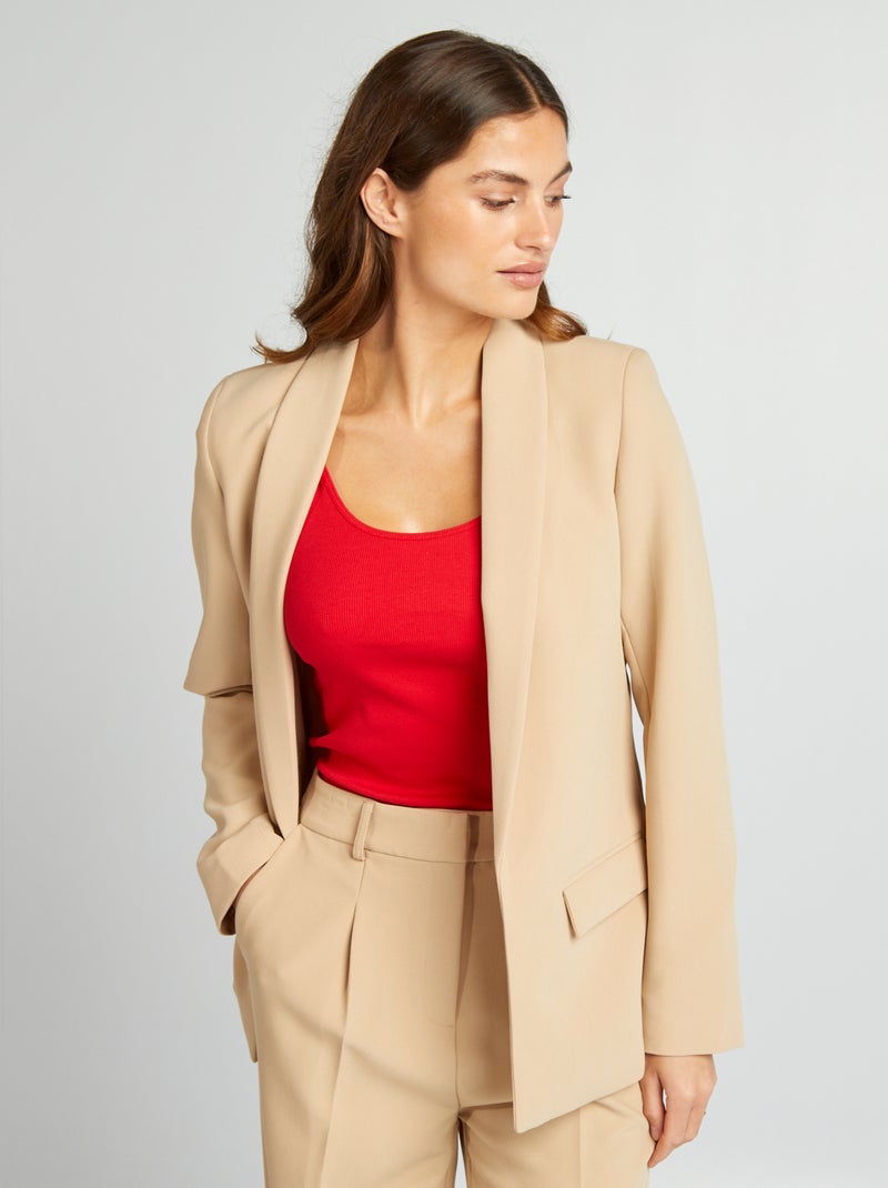 Veste blazer mi-longue Beige - Kiabi