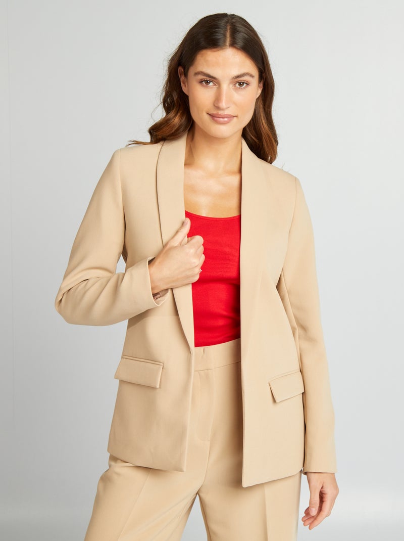 Veste blazer mi-longue Beige - Kiabi