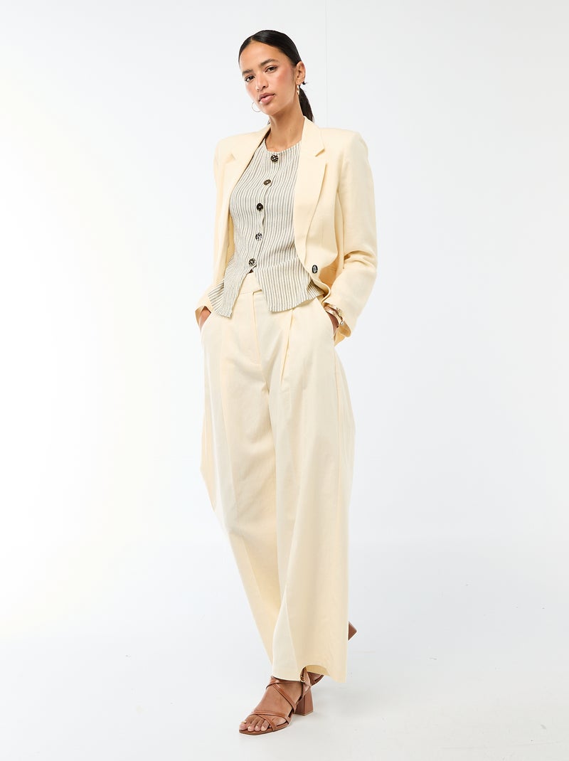 Veste blazer mi-longue Beige - Kiabi
