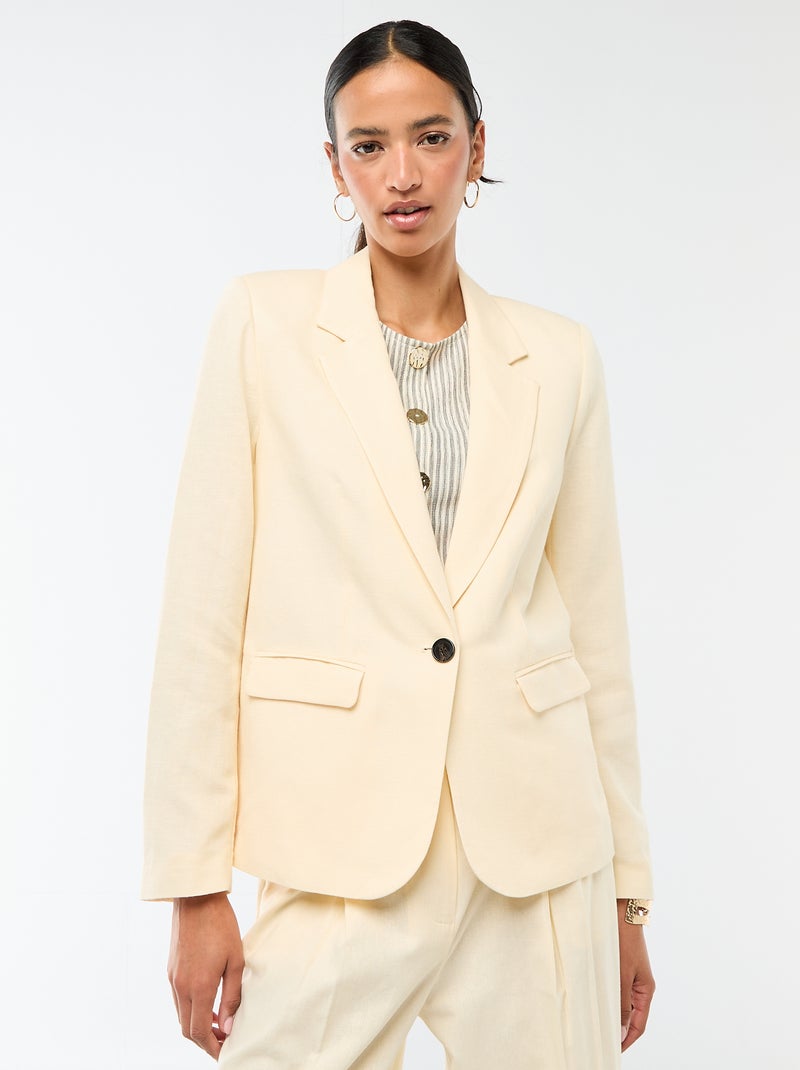 Veste blazer mi-longue Beige - Kiabi