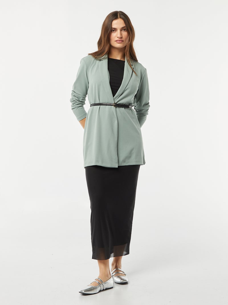 Veste blazer mi-longue fluide 'JDY' Gris - Kiabi
