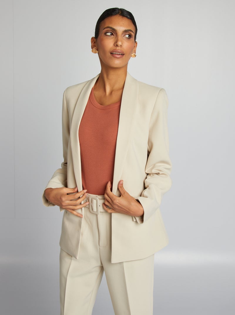 Veste blazer mi-longue GRIS - Kiabi