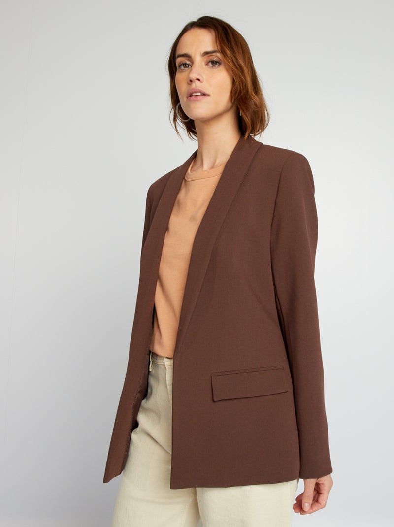 Veste blazer mi-longue Marron - Kiabi
