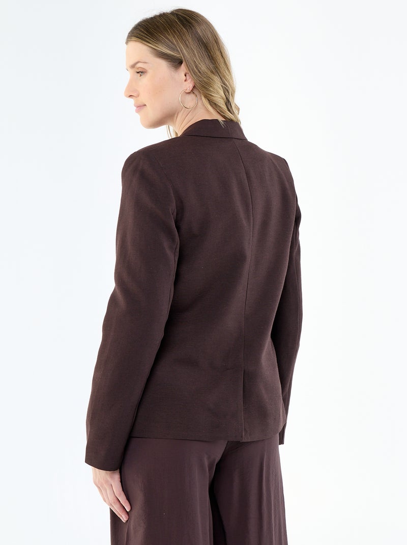 Veste blazer mi-longue Marron - Kiabi