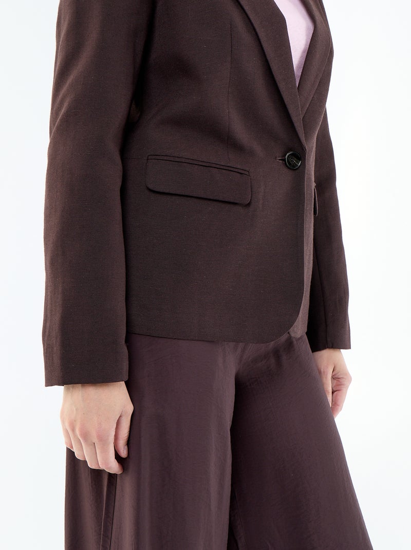 Veste blazer mi-longue Marron - Kiabi
