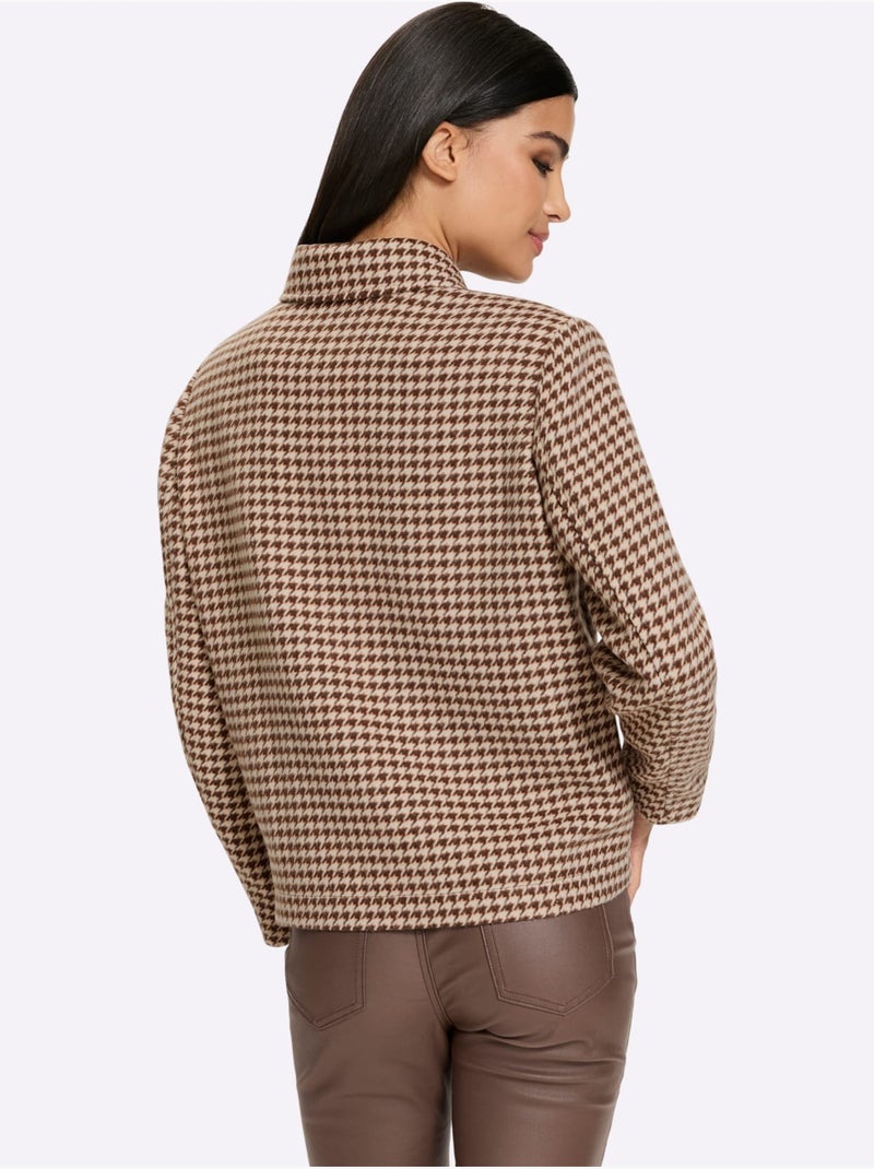 Veste blazer motif pied-de-poule - taille standard - helline Marron chocolat - Kiabi