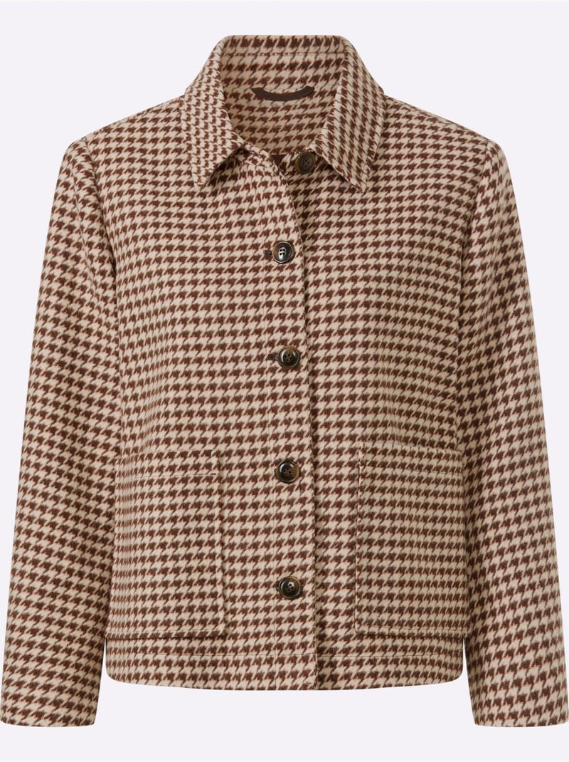 Veste blazer motif pied-de-poule - taille standard - helline Marron chocolat - Kiabi