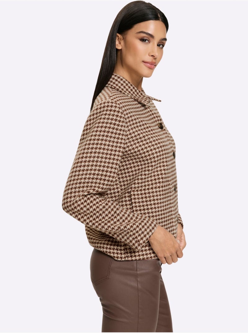 Veste blazer motif pied-de-poule - taille standard - helline Marron chocolat - Kiabi