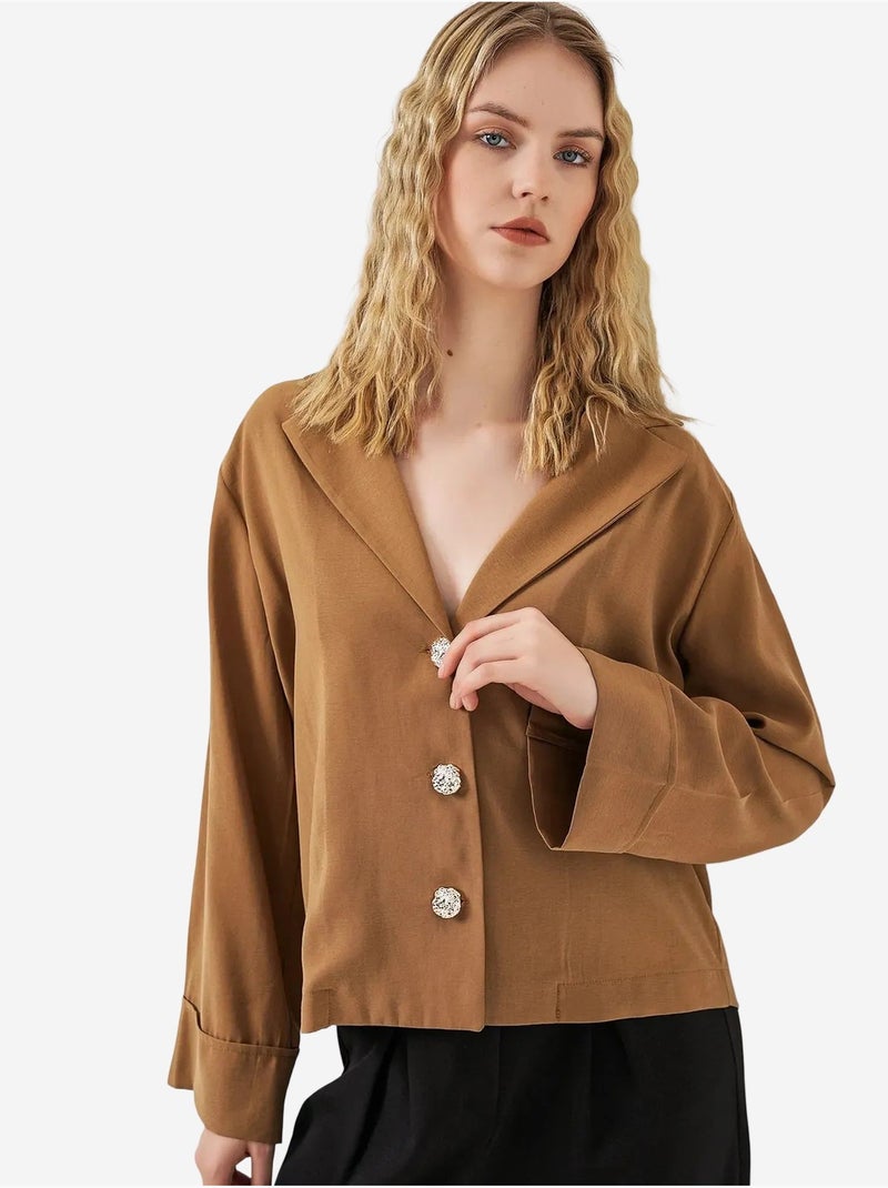 Veste blazer oversize à fermeture boutonnée bdart Camel - Kiabi